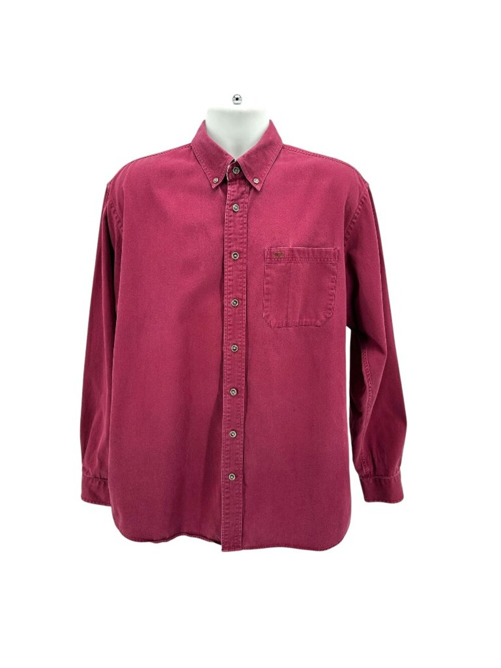 King Ranch Mens Large Shirt Denim Long Sleeve Collared Button Down Maroon